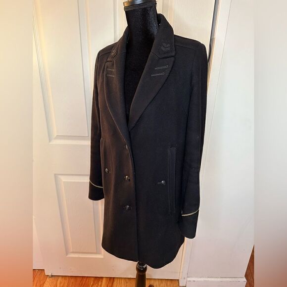 The Kooples Short Black Wool Coat sz S - Picture 16 of 16